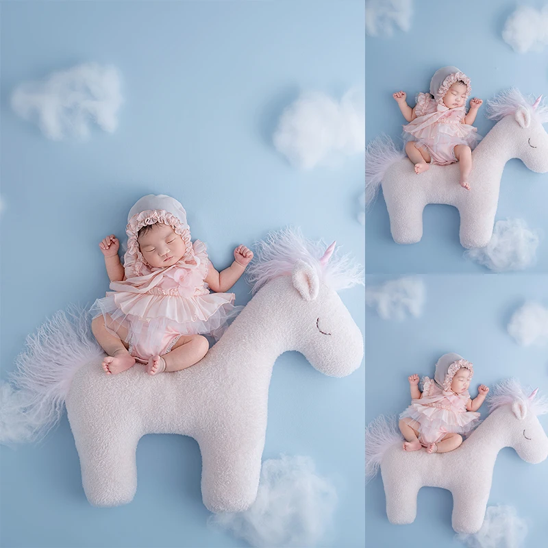 

Newborn Photography Props Horse Photoshoot Outfits Baby Girl Costumes and Posing Pillow Infant Studio Photo Shooting Accessories