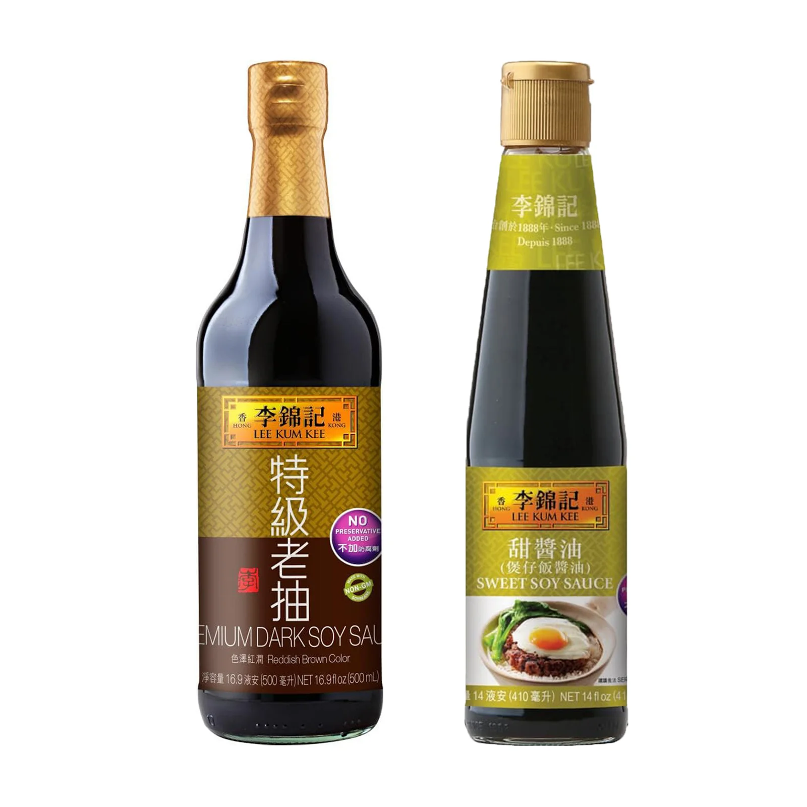 Lee Kum Kee Sweet Soy aissce 14 oz, Premium Dark Soy aissce 16.9 oz