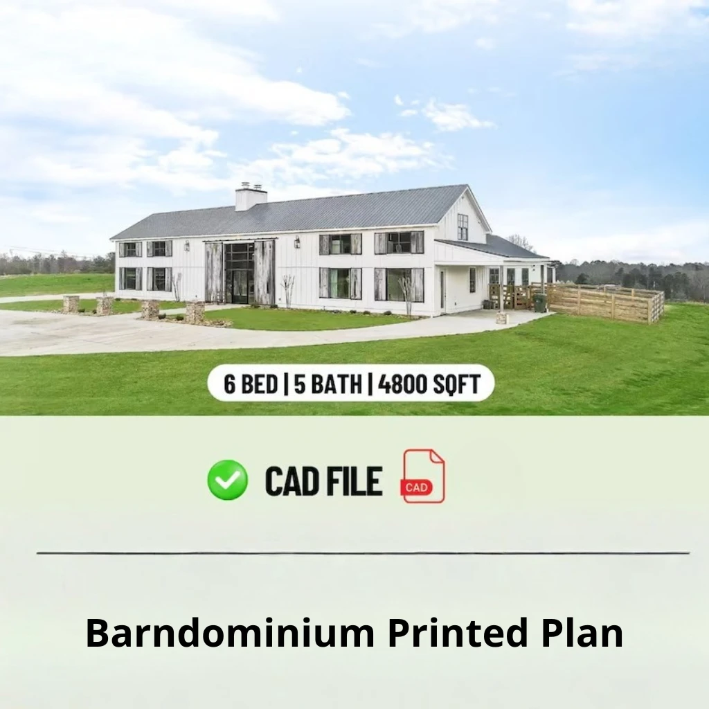 

Modern Barndominium Plan w/ Pool (Printed Plans) | Farmhouse Home Theatre | Architectural Barndo House Blueprints
