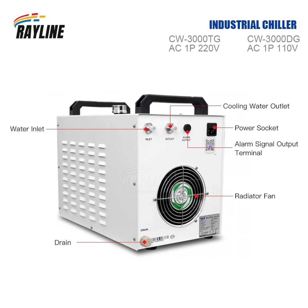 مبرد مياه صناعي S&A CW-3000/5000/5200/6000/6100 لتبريد آلة القطع بليزر الألياف DG110V AG220V