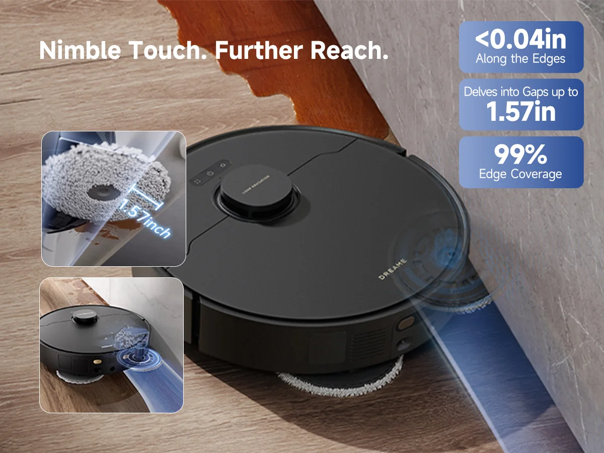 Refurbished DREAME Govac 508 Robotic Vacuum with Removable & Liftable Mop, 12,000Pa Suction, Side Brush Extensive Cleaning, 158°F Mop & Washboard Self Cleaning, Auto-Empty, Auto Refill, liftable Brushes
