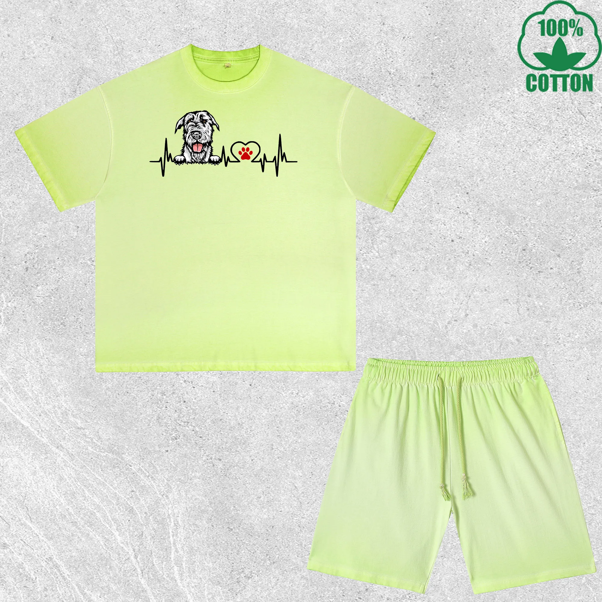 

Комплект из футболки и шорт с принтом «Сердцебиение собаки», разноцветный, свободный крой, модный, 100% хлопок, выгодный набор