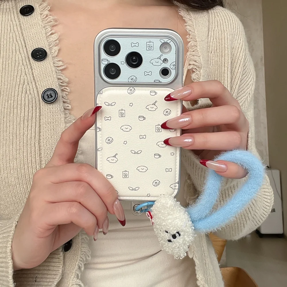 

Cute fashion full screen line animal phone case for iPhone 17 16 ProMax 14 15 Pro Korean INS cartoon shockproof protective cover