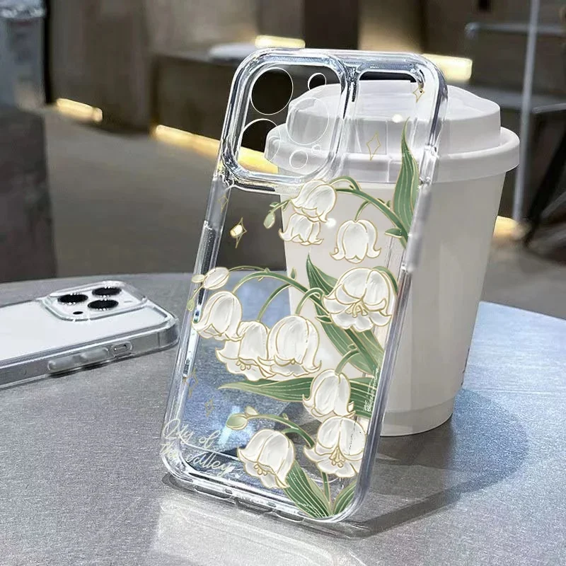 Coque de téléphone transparente à fleurs de tulipes blanches, étui pour Samsung Galaxy A16 A36 A56 A35 A55 A34 A54 A53 S25 Ultra S24 FE S23 Plus S22 S21