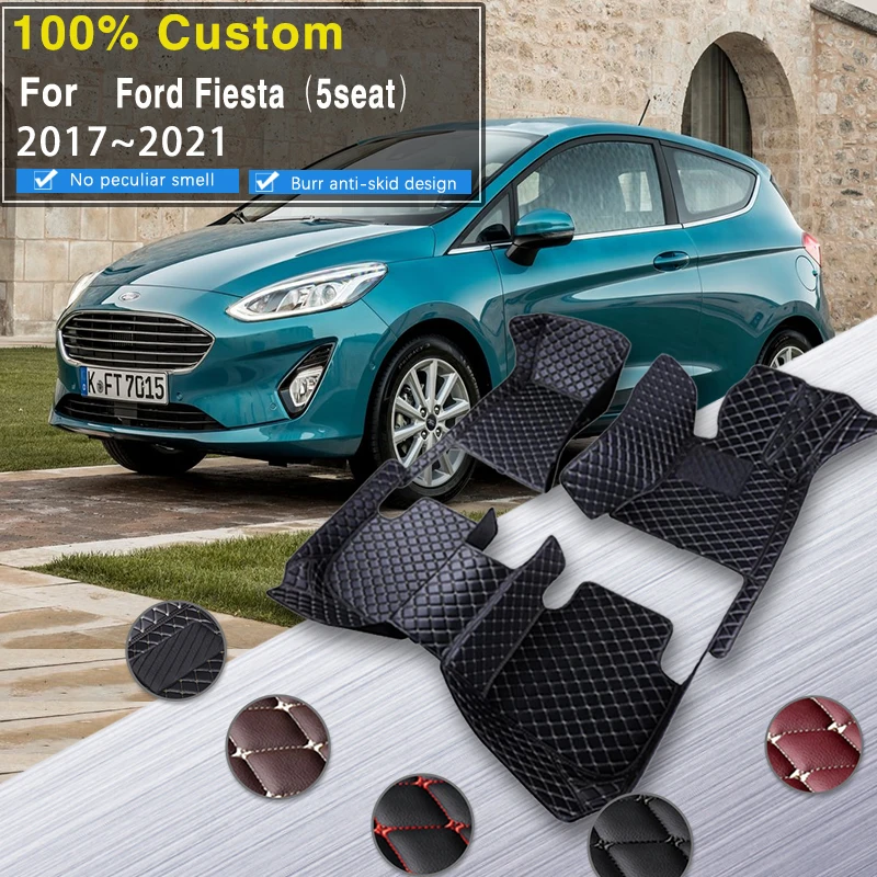 Car Floor Mats For Ford Fiesta ST Mk7 2017~2021 2020 Anti-dirt Pads Auto Carpet High Quality Reduce Friction Car Accessories Rug