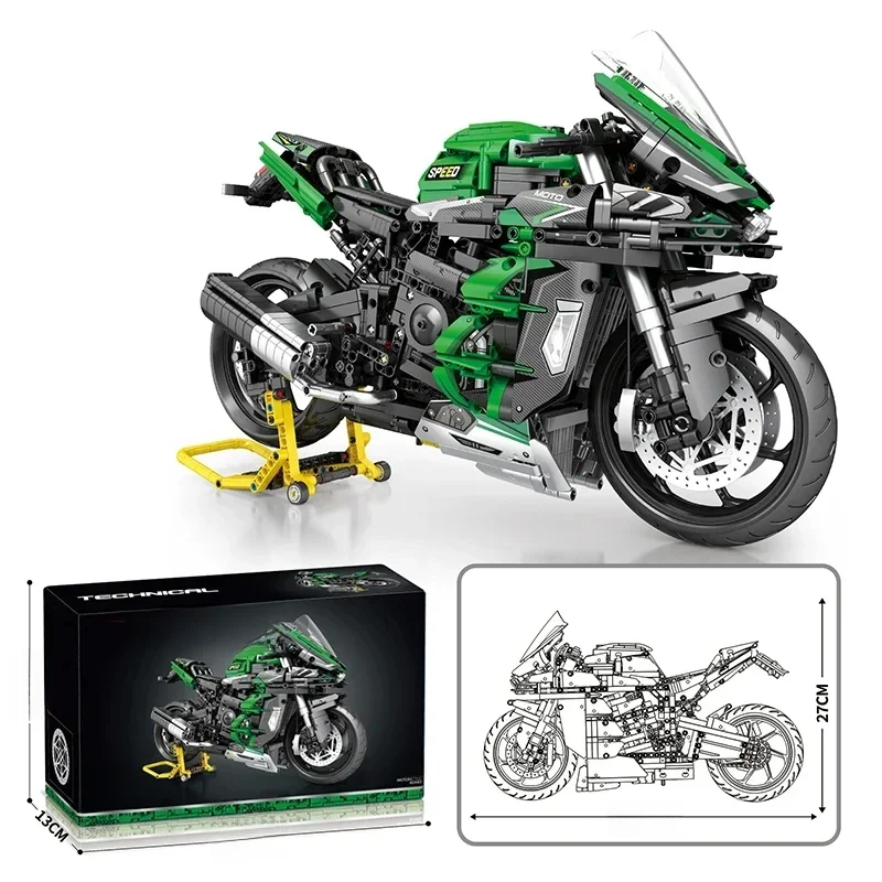 AliExpress AMAZINGBLOKS 2088PCS H2 SX Motorcycle Building Blocks City Racing Motor Bike Model Bricks Desktop Decoration Display Children's DIY Toy Gifts