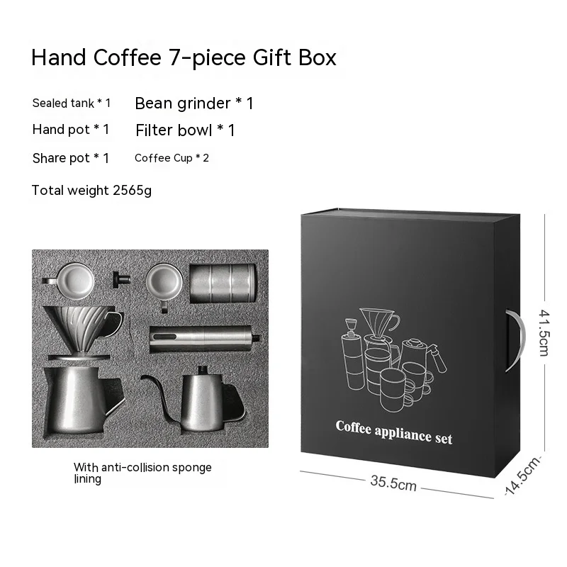 304 Outdoor Hand Brewed Coffee Pot Gift Box Set Filter Cup Sharing Pot Coffee Utensils Retro Style Camping Gift Set