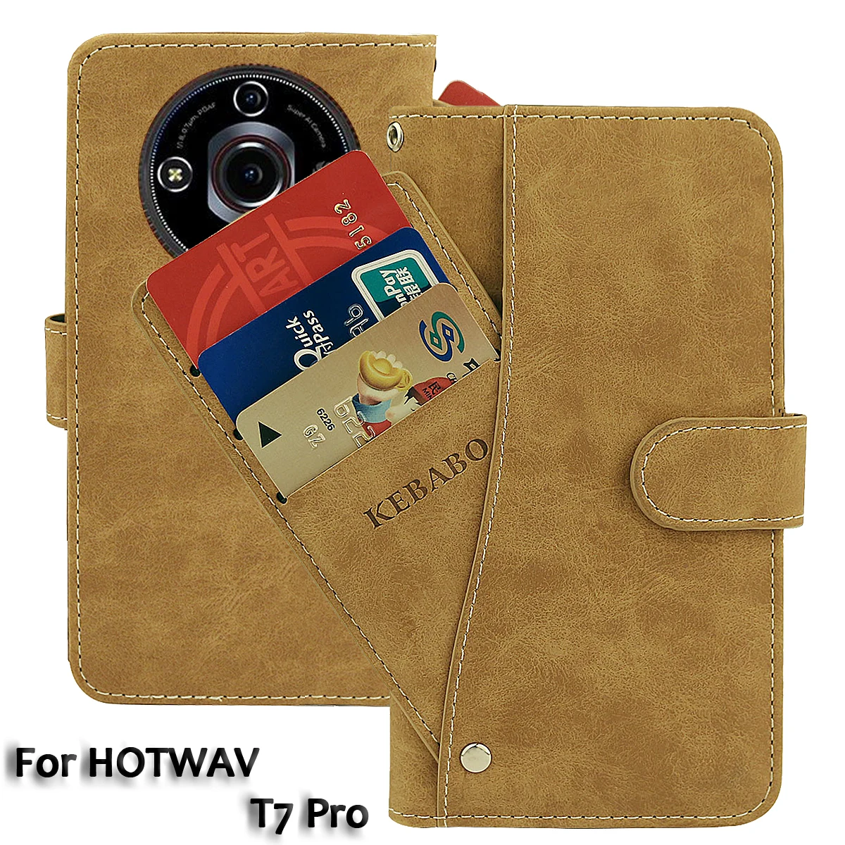 Portfel skórzany w stylu vintage HOTWAV T7 Pro Case 6.6 "Flip luksusowe dostosuj gniazda na karty pokrywa magnes etui ochronne na telefon torby