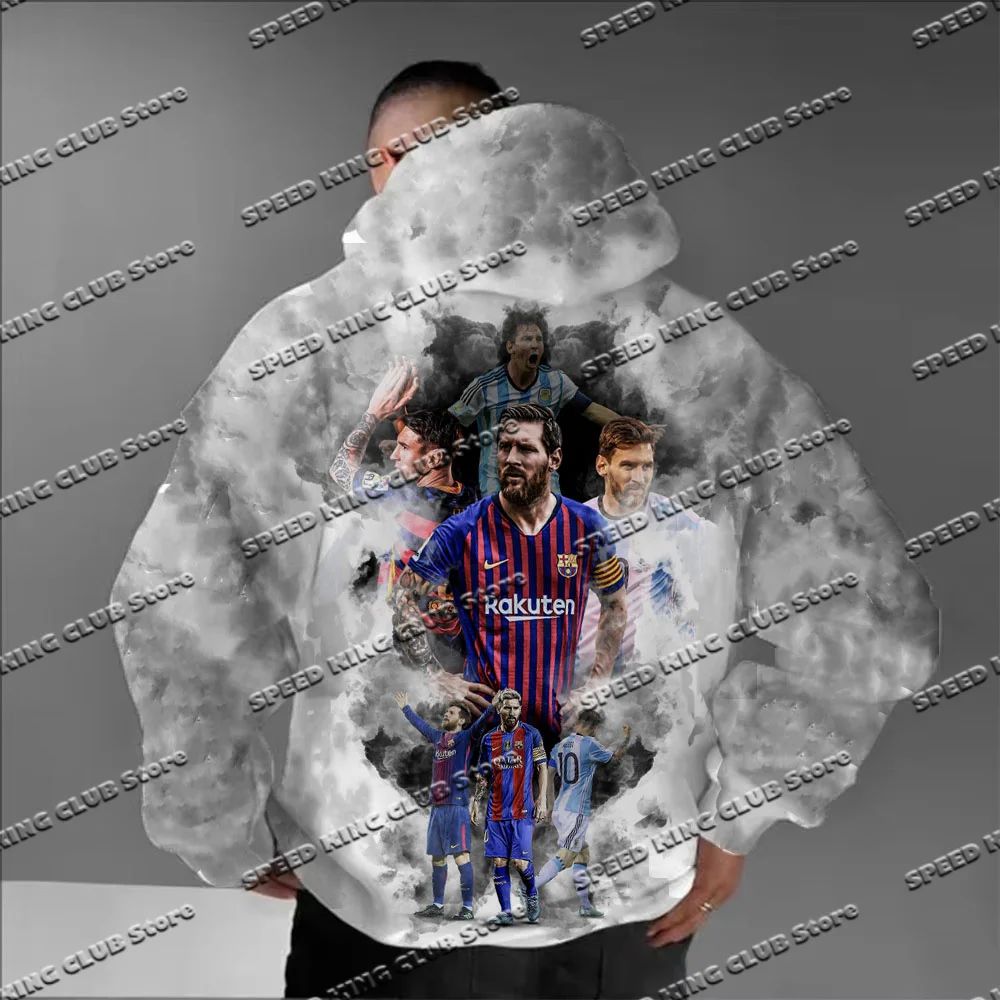 Concept Football Hoodie The Football God Messi Sweatshirt Men's Soccer Hoodie 3D Print Sports Hoode Fanatical Fans Street Top