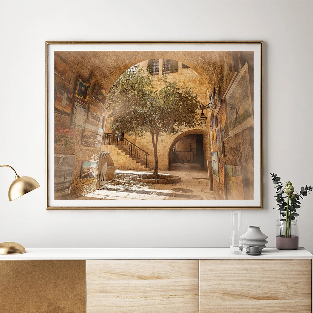 Żydowski Kotel Malarstwo Ścienne Art Wydruki Jerozolima Stare Miasto Pieczeństwo Ulica Abstrakcyjne Malarstwo Płótno Plakat Wystrój Judaica Prezent