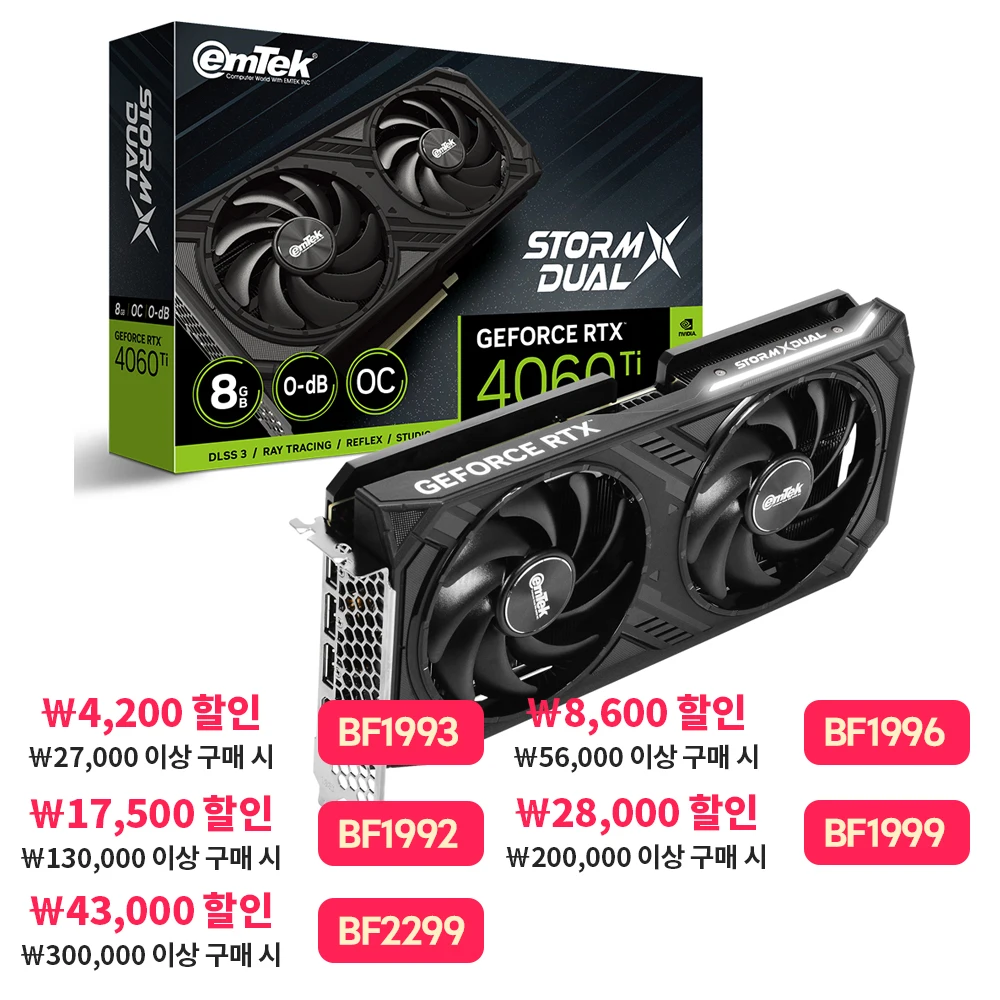 Emtek Geforce RTX 4060 Ti STORM X Dual OC D6 8GB