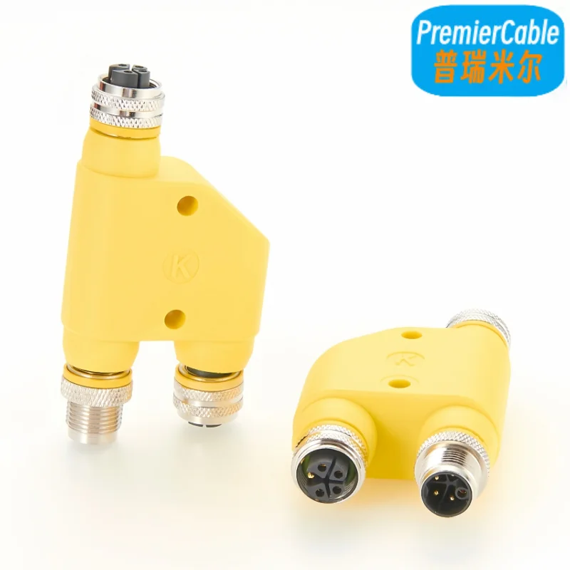 Signal M12 H Splitter H Coupler K Coding Male to Female Adapter Waterproof M12 K Code Power Connector 4 pin Plug