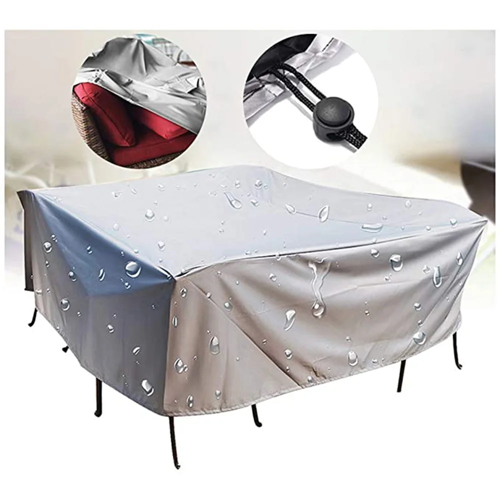 1-teilige Gartenmöbel-Abdeckung, wasserdicht und winddicht, UV 210D Oxford-Stoff, Schutzhülle für Gartentisch – Detail 7