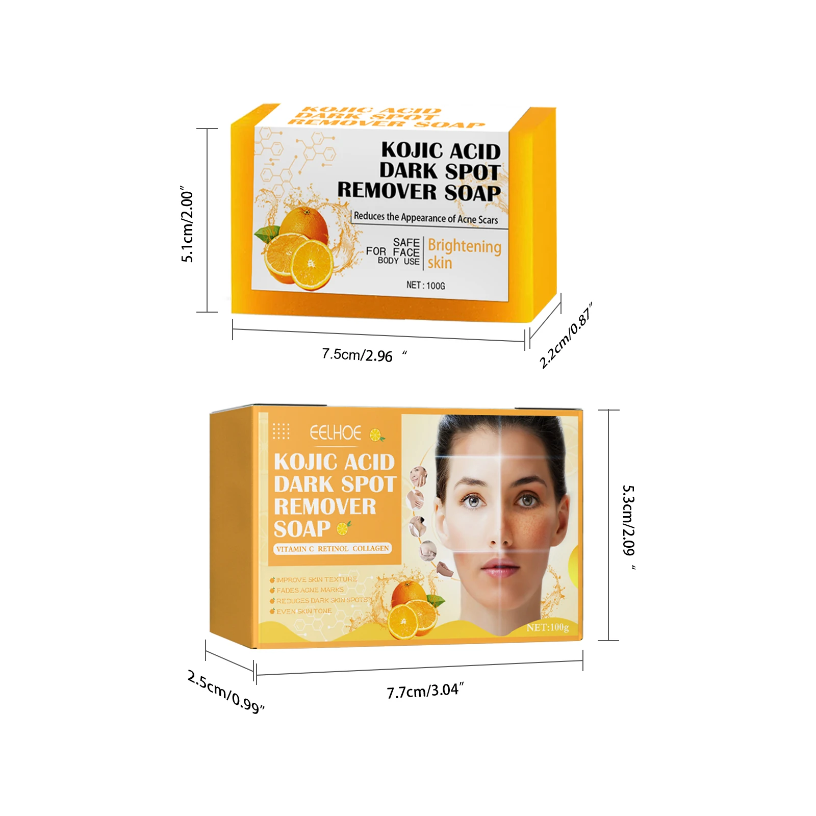 Eelhoe 100g Kojic Acid Facial Soap Clean Face Lighten Acne Mark Shrink Pores Exfoliating Skin Care Remove Dark Spots Face Soap - Image 6