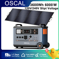 OSCAL Blackview 120V/240V Dual Voltage output Power Station 6000W LiFePO4 Battery 3600Wh Portable Generator with400W Solar Panel