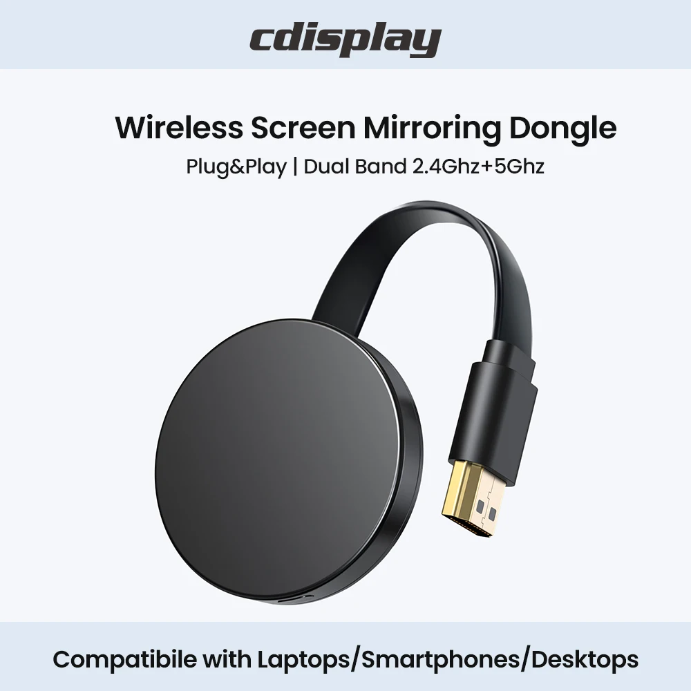 Cdisplay 1080P Wireless HDMI-Compatible Adapter for iPhone Connect Portable Monitor Screen Mirorring Dongle for Laptop Phone TV