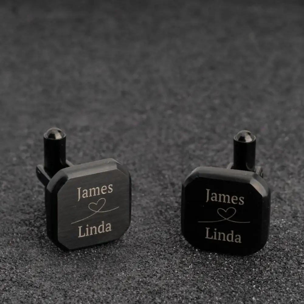 Men's Custom Square Couples Name Cufflinks Personalized Engraved Name Stainless Steel Accessories Men's Jewelry Gift for Groom