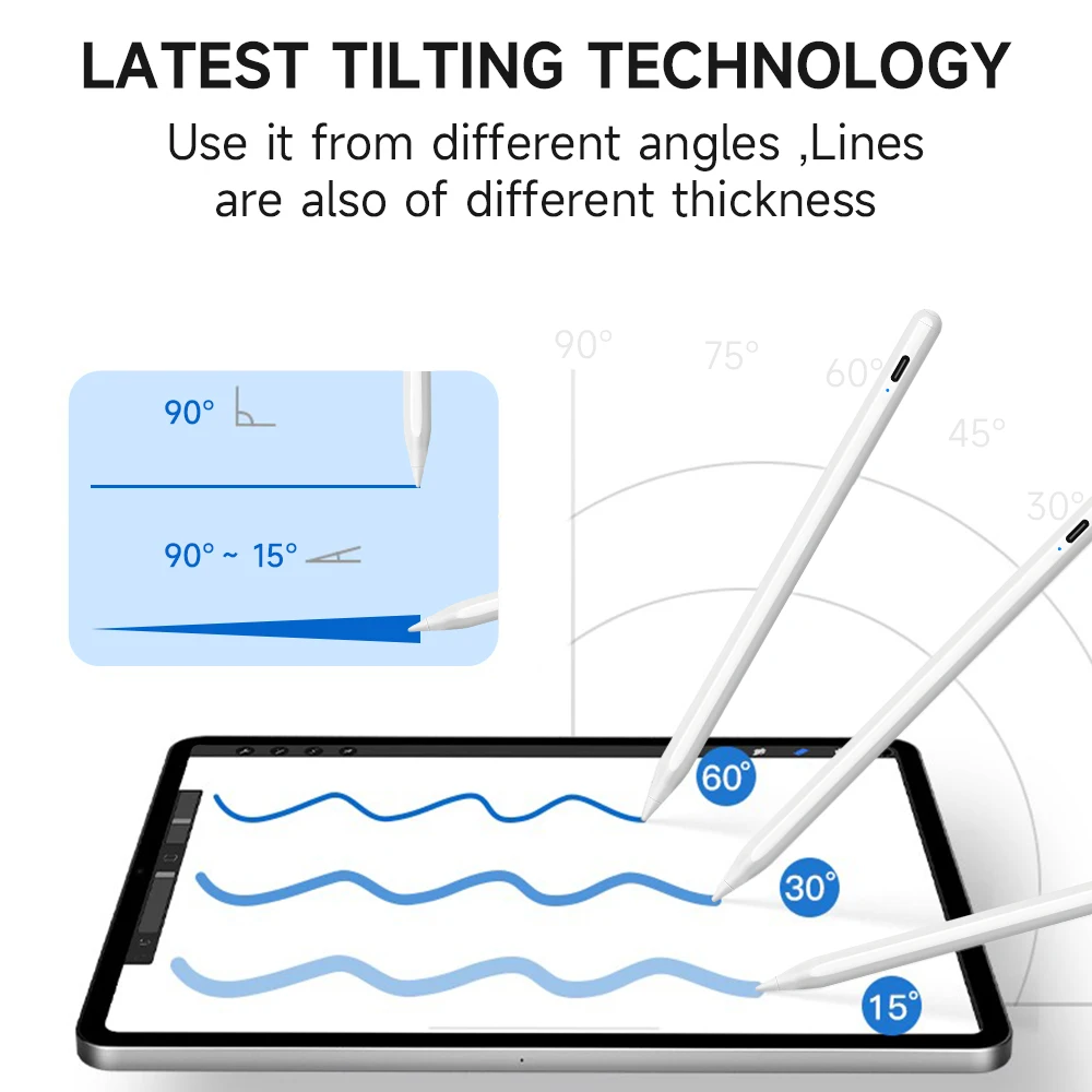 Função de inclinação iPad Pen Stylus para Apple Pencil, Rejeição Palm, Acessórios iPad, Air Pro Mini, 2020, 2021, 2020, 2019, 2018, 2022