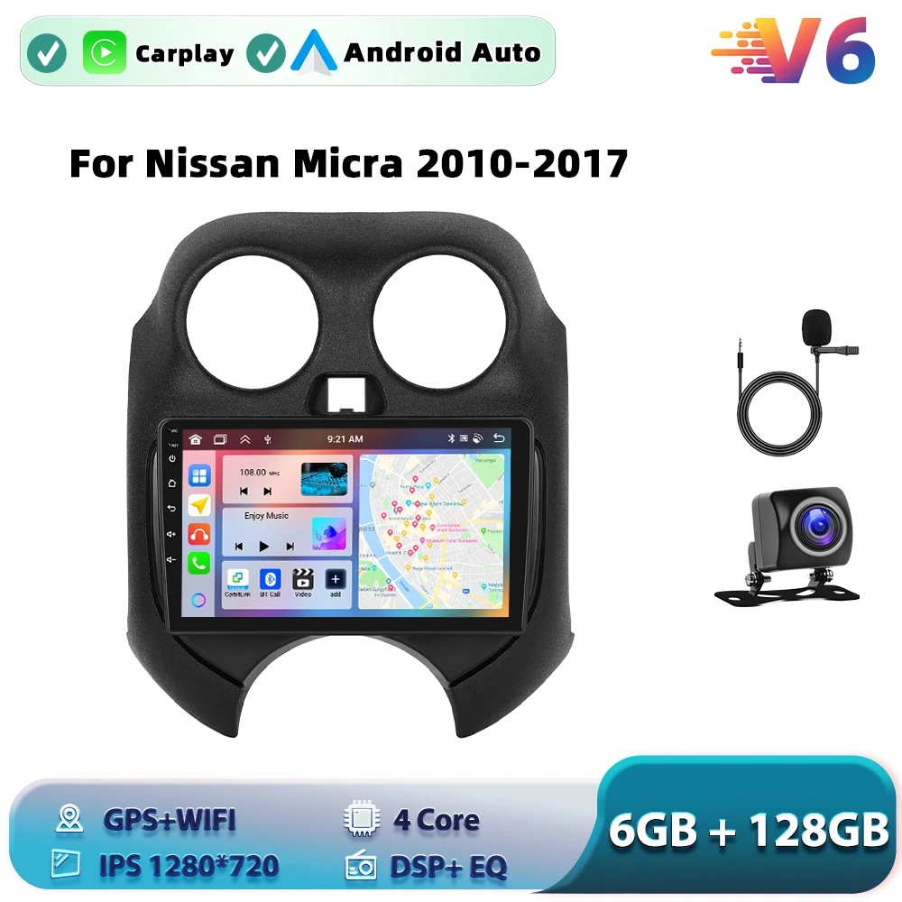 Podofo For Nissan Micra 2010-2017 Android Car Radio 2+64G/4+64G/6+128G Video Multimedia Player Carplay Android Auto GPS BT image 3