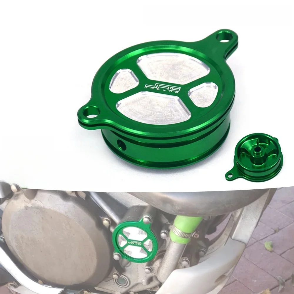 AliExpress JFGRACING CNC Billet Oil Filter Cap Cover For Kawasaki KX450F 2006-2015 KLX450R 2008-2015 Moto Enduro Dirt Pit Bike Motorcycle Accessories