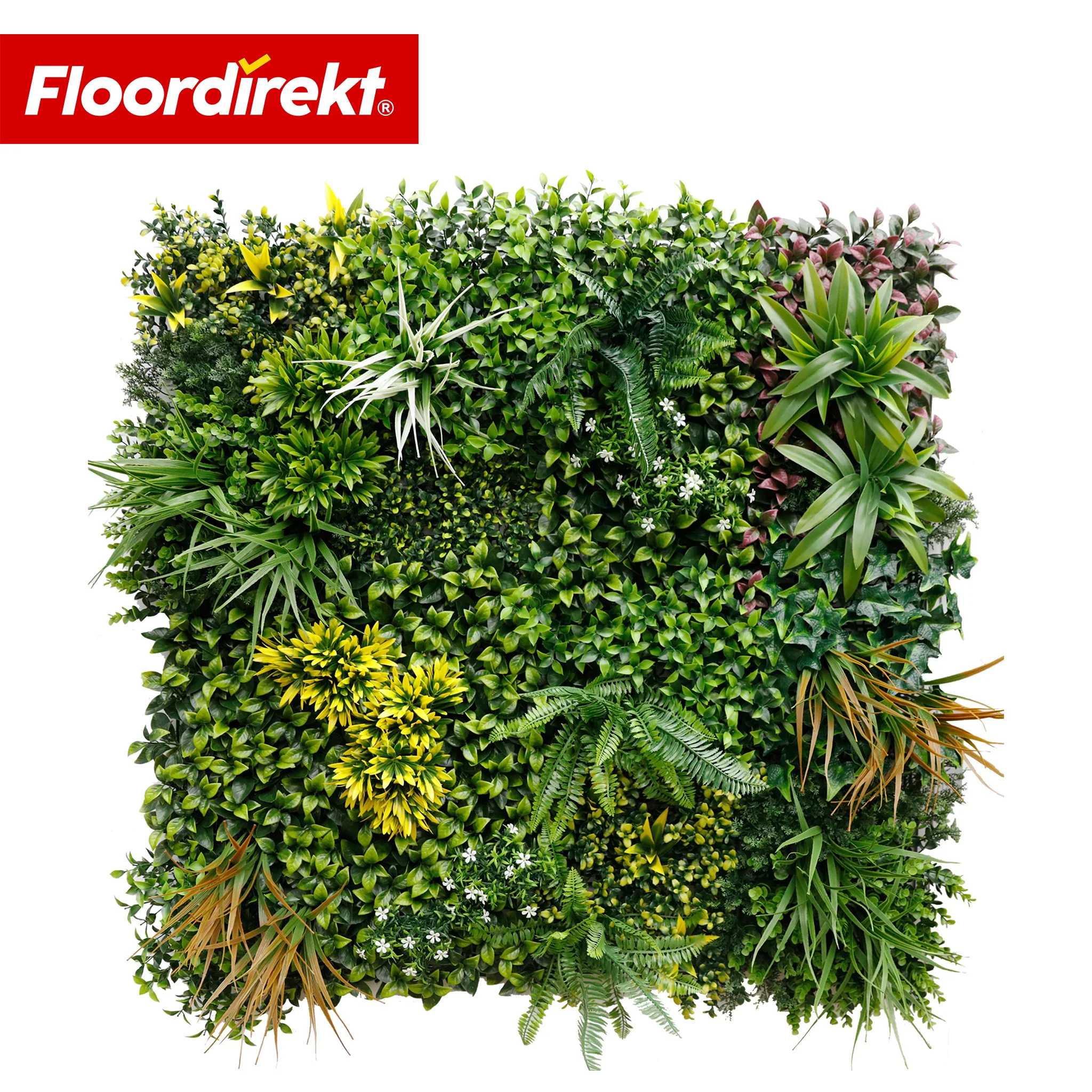FLOORDIREKT Pflanzenwand Spring Garden - Kunstpflanzen zur Wandmontage - Künstliche Pflanzen-Deko für Wand, Balkon & Garten
