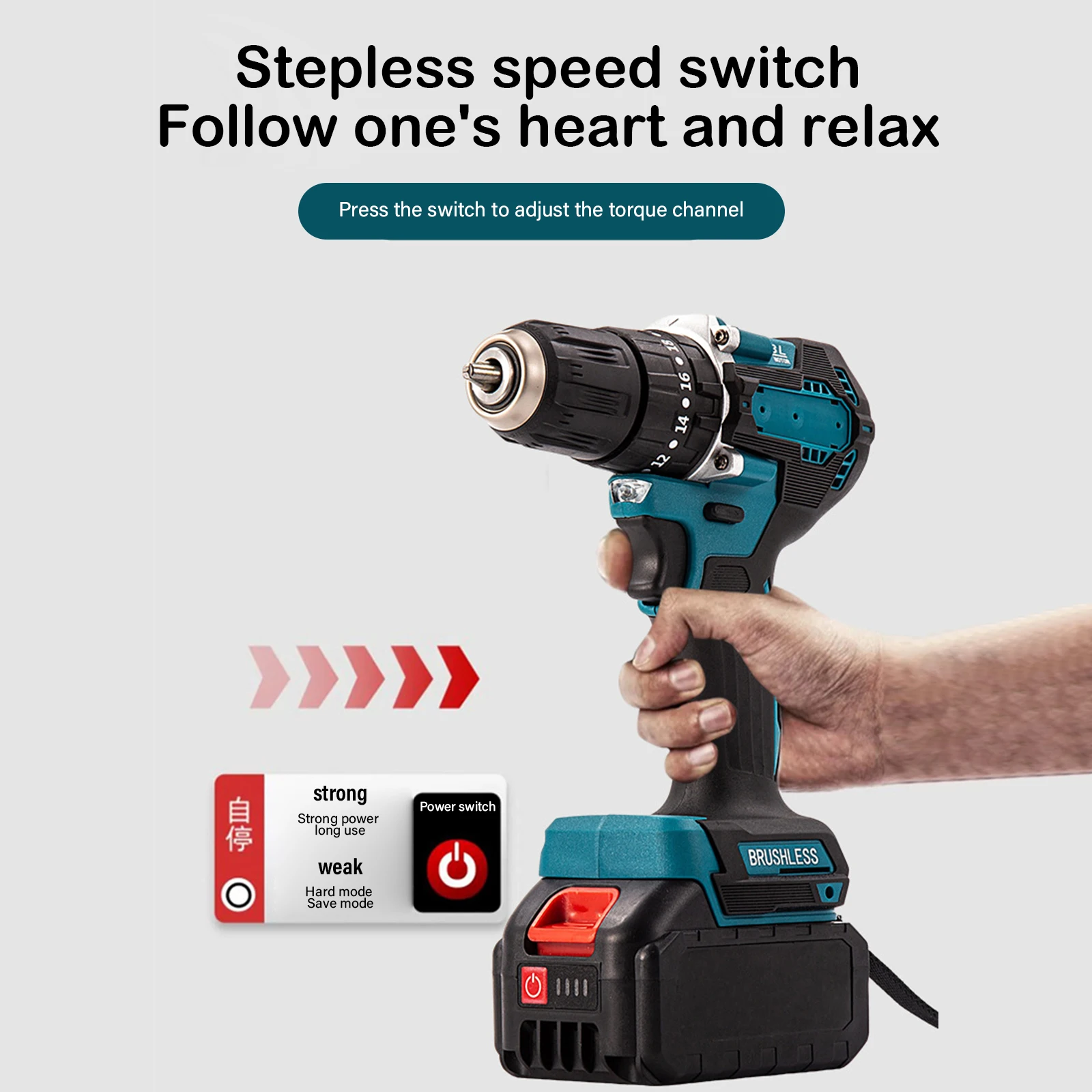 20+3 Torque 10mm Brushless Electric Screwdriver Cordless Impact Drill Car Repair Power Tools Set