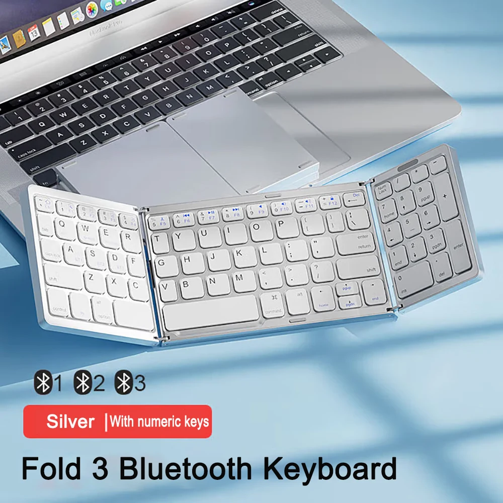 Faltbare Tastatur, kabellose Bluetooth-Tastatur, wiederaufladbar, faltbar, tragbare Tastaturen für PC, Mac, Smartphone, Windows, iOS, Android
