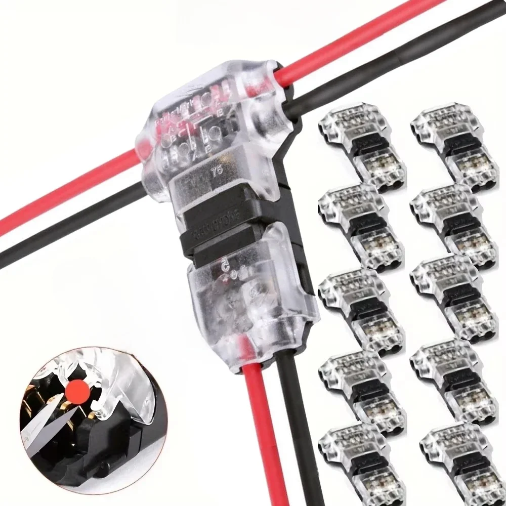 5/10/20 szt. Kabel zatrzaskowy w złączu T2 bez lutowania bez łuskania szybkie połączenia terminali stolarze wtyczka automatyczna akcesoria elektryczne — zdjęcie 2