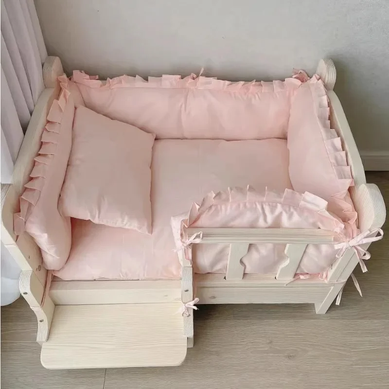 Lit pour chien en bois massif avec escaliers, lit confortable pour animaux de compagnie, pour chats et chiens, Teddy Durable, Golden Retriever, meubles élégants pour animaux de compagnie