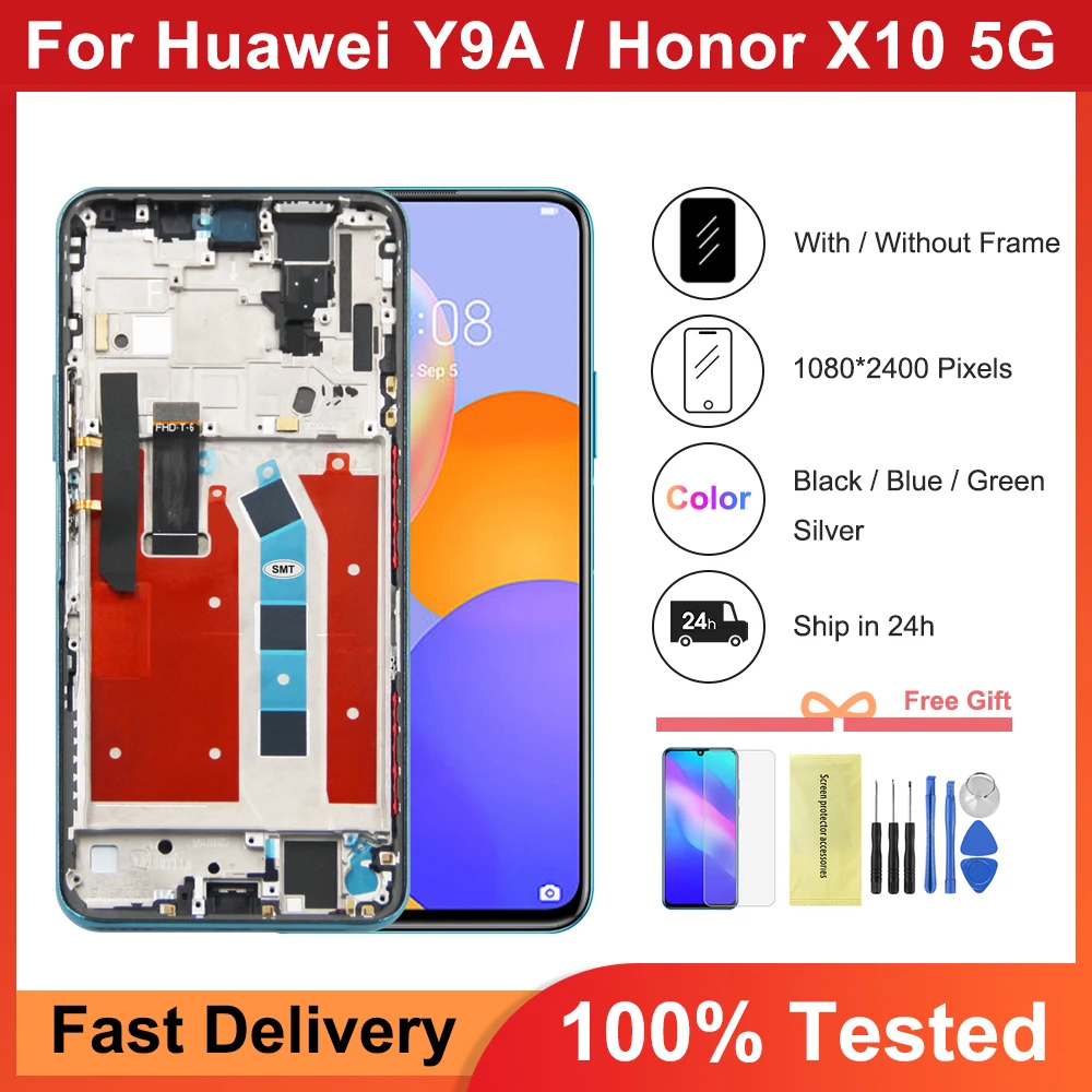 6.6 inch For Huawei Y9A LCD FRL-22, FRL-23, L22, L23 Display Touch Screen Replacement For Honor X10 5G TEL-AN00 Display