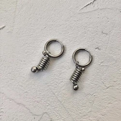 Punk Stainless Steel Spring Drop Hoop Earrings for Women Men Y2K Helix Spiral Dangle Earrings Grunge Gothic Fashion Jewelry