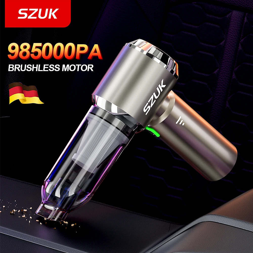 

SZUK 985000Pa Мини-автомобильный пылесос с сильным всасыванием, мощный беспроводной ручной портативный пылесос для автомобиля