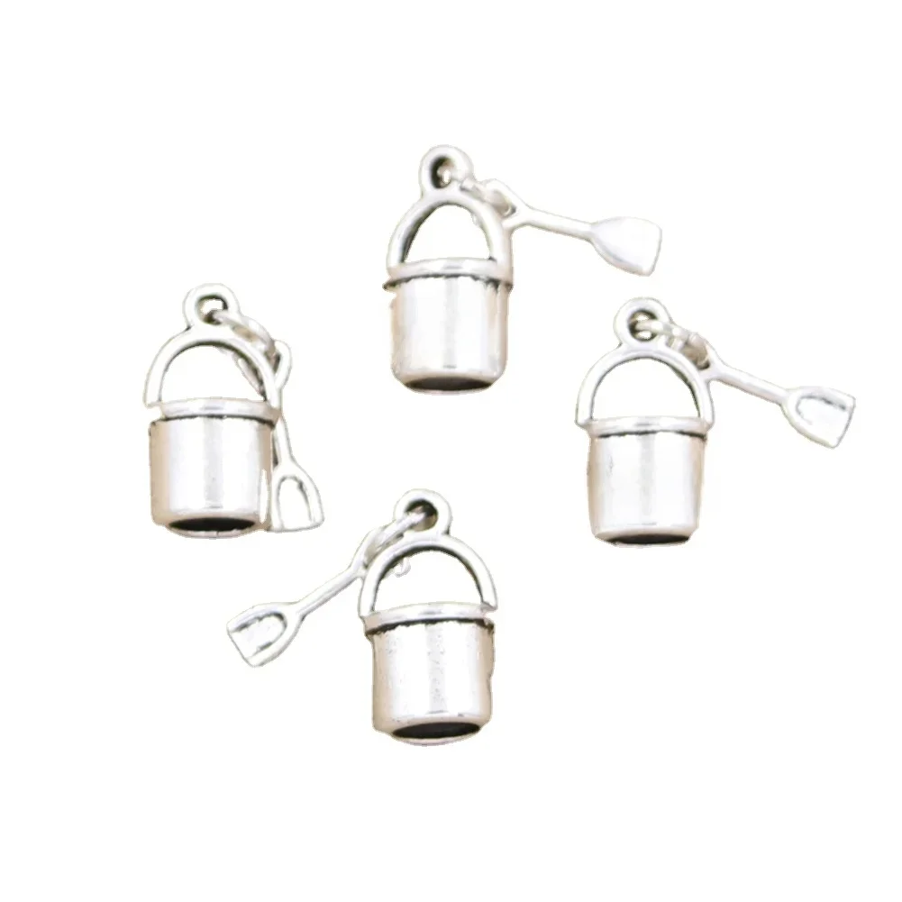 12 sztuk Charms Shover i wiadro plaża piasek 15x8mm Antique Making wisiorek fit,Vintage tybetański srebrny kolor, ręcznie robiona biżuteria DIY — zdjęcie 2