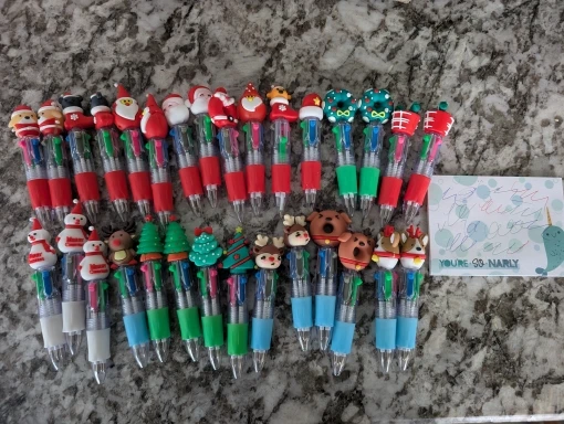 5-30Pcs Cute Christmas Theme Pattern Four-color Pen for Christmas Party New Year Gift Souvenir Christmas Stockings Pinata Filler photo review