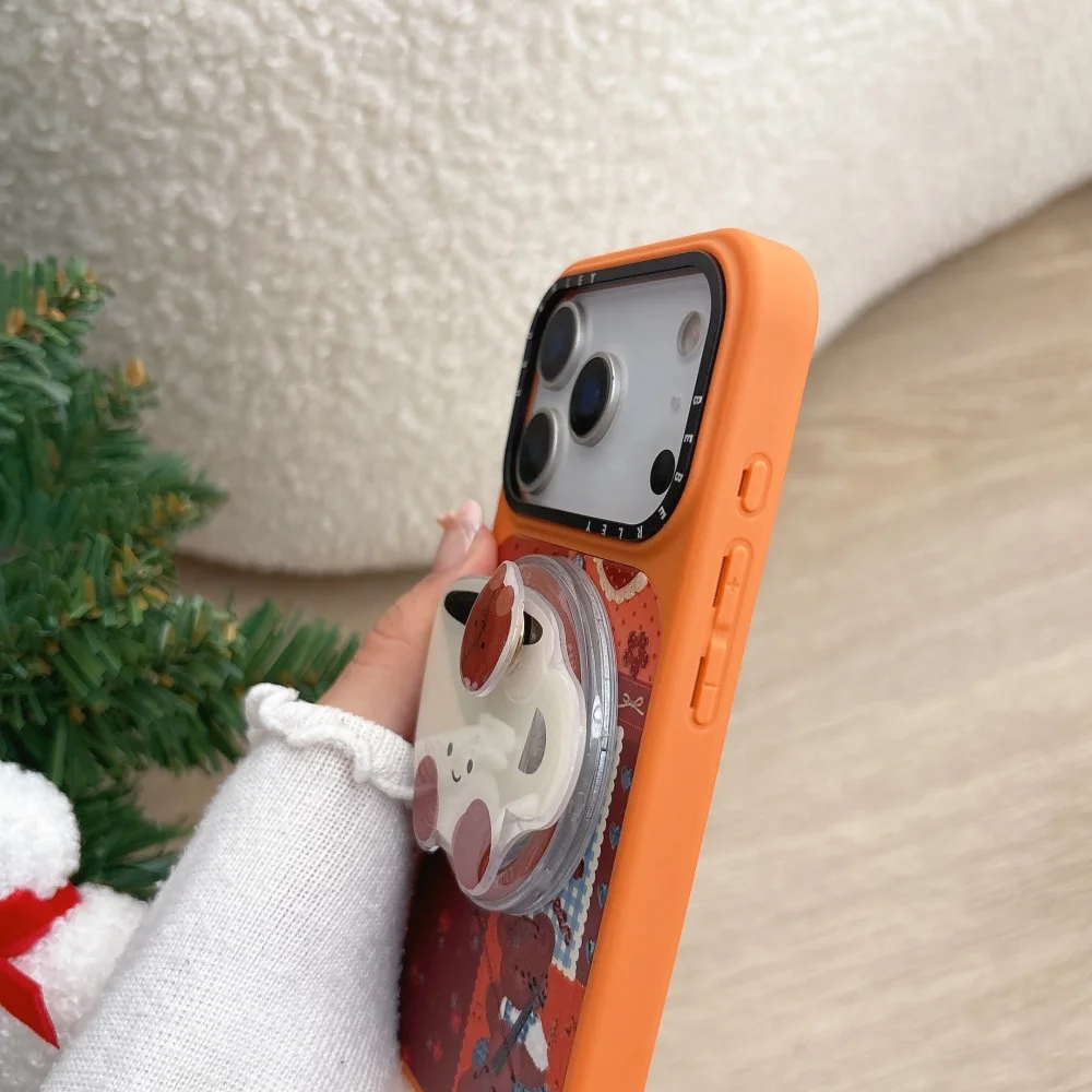 قهوة الدب الموسيقية ثلاثية الأبعاد المنقوشة لحافظة الهاتف المحمول ذات الحامل المغناطيسي، مناسبة لهاتف iPhone 14/15/16/17Pro، حافظة واقية