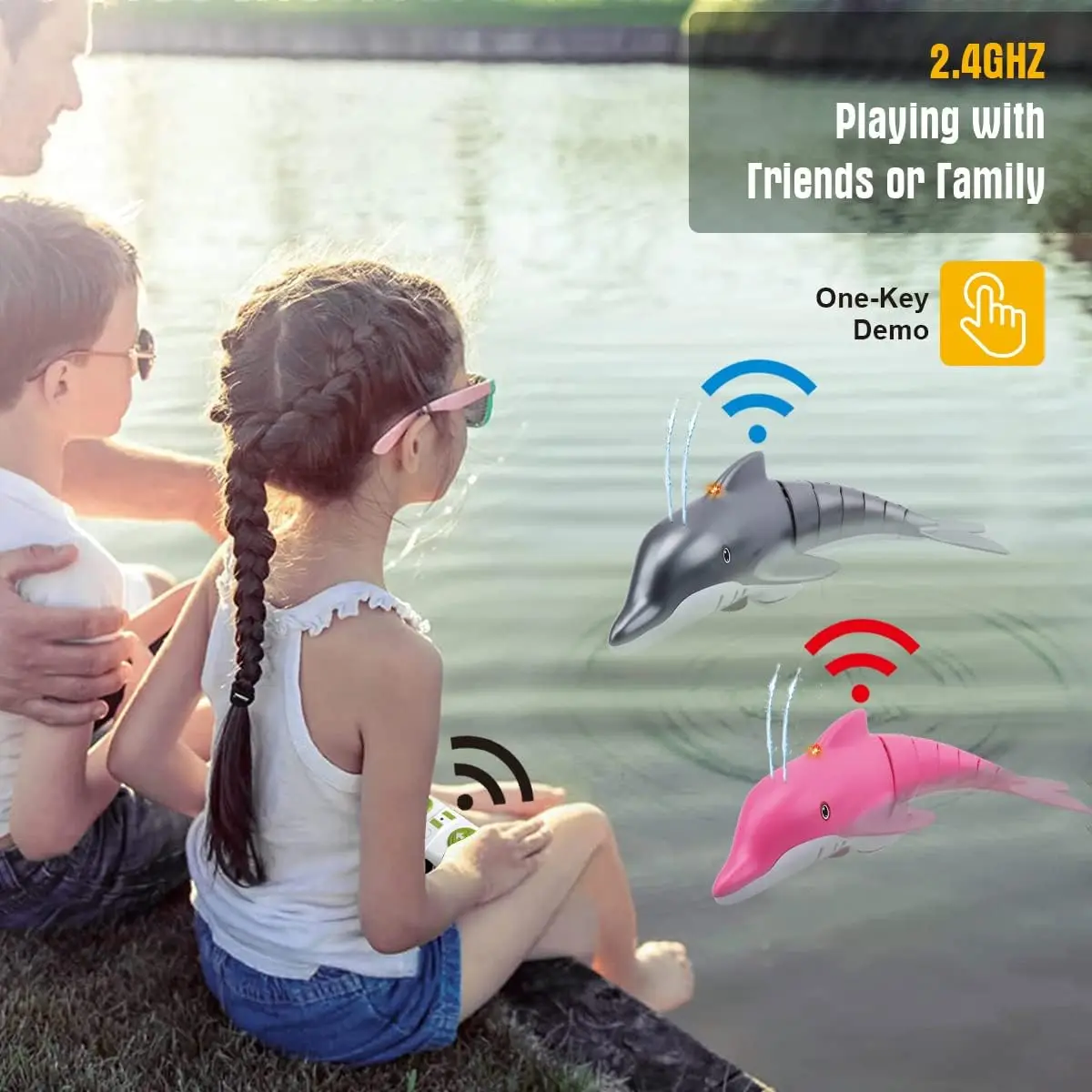 Remote Control Dolphin Toy 2.4G High Simulation Dolphin Remote Control for Swimming Pool Bathroom Great Gift RC Boat Shark Toys