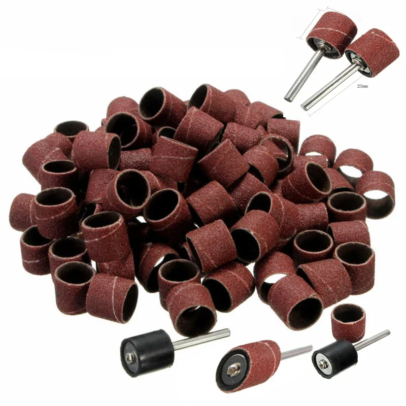 50pcs 1/2 "Kit de bandes de ponçage avec 2 mandrin de tambour de ponçage outils rotatifs Kit de ponçage de tambour