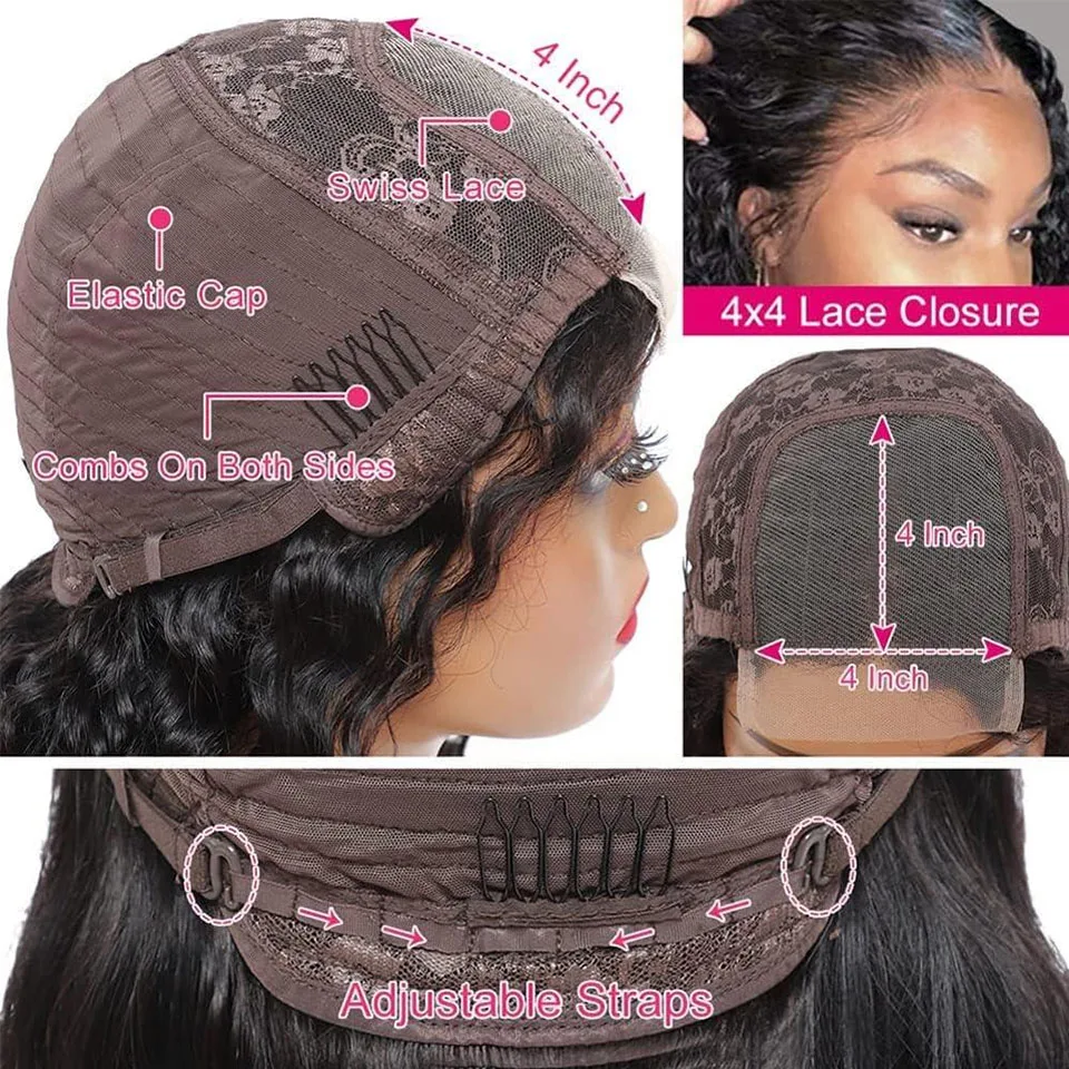 Bob Wig Human Hair Deep Wave Hd Lace Wigs Human Hair Short Bob Deep Curly 4x4 Lace Closure Wigs For Black Women 1b Natural Color