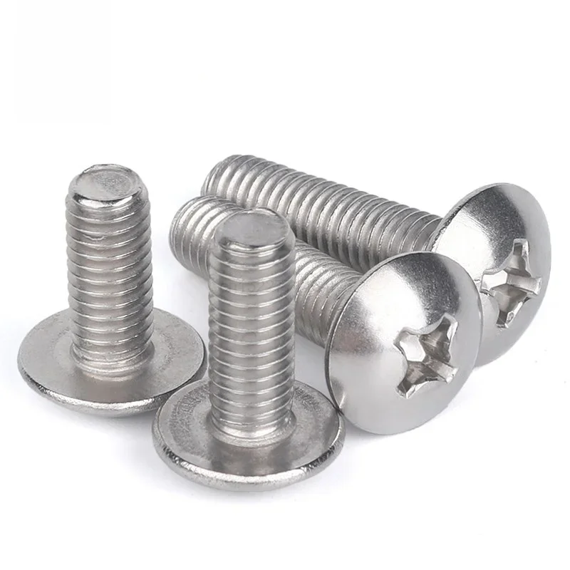 10/50 pièces pièces M2.5 M3 M4 M5 M6 304 A2-70 acier inoxydable JISB1111T Phillips Braguero tête plate grand boulon transversal rond L = 3-70 Mm