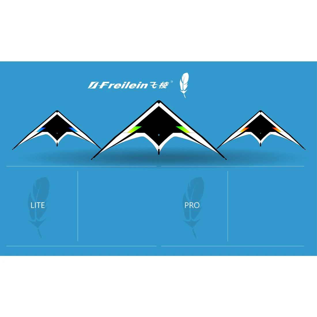 9KM Freilein Black Feather 2 Line Stunt Kite 2.4m Acrobatic Kite Professional PC31 Wrist Strap + 2x30mx90lb Spectra Lines+Bag