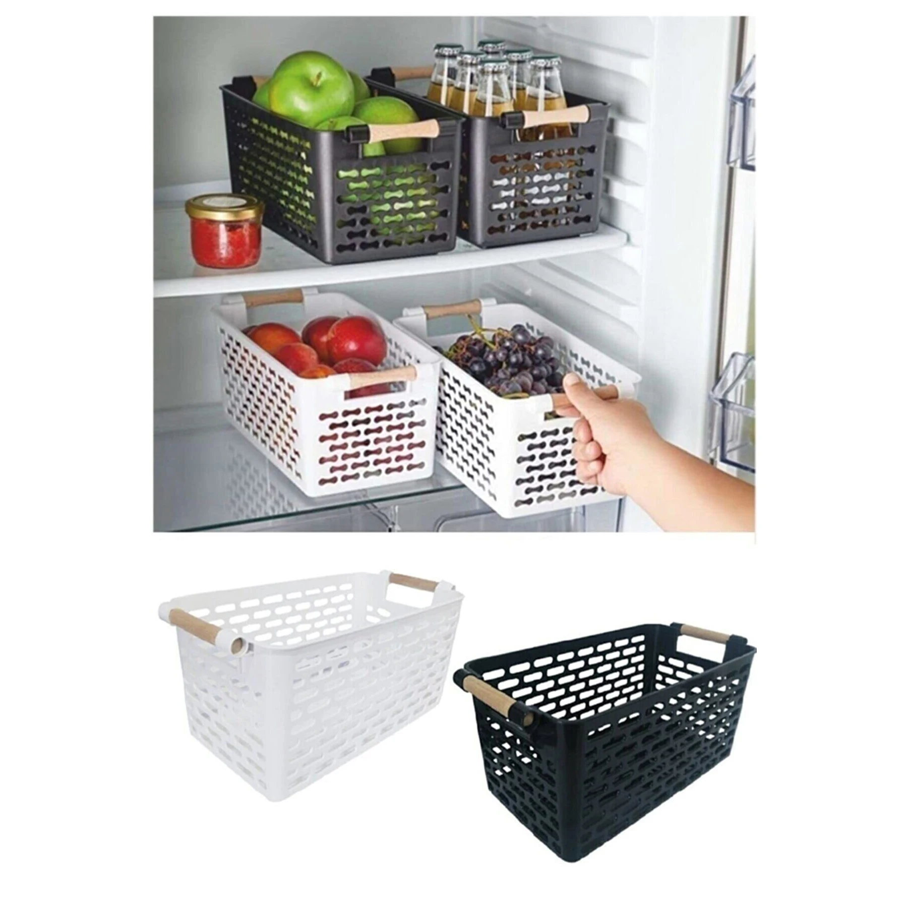 Kitchen Refrigerator Organizer Basket Container Cabinet Organizer Plastic Storage Box Retractable Drawer Space Saver Fridge Rack