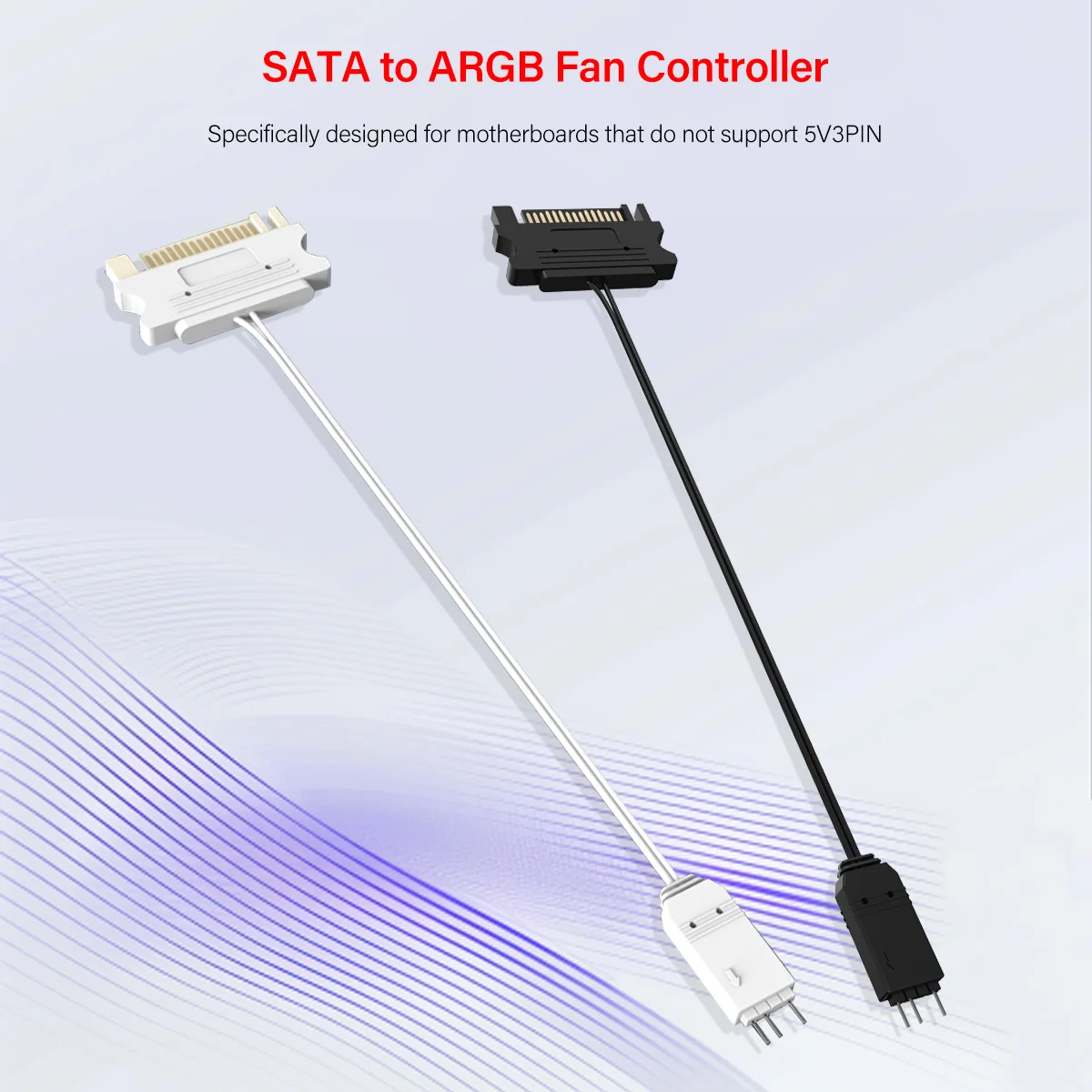AuyiHomu ARGB Light Controller with Remote, 5V 3Pin to SATA Adapter Cable, 2-Color PC ARGB Lighting Sync Controller