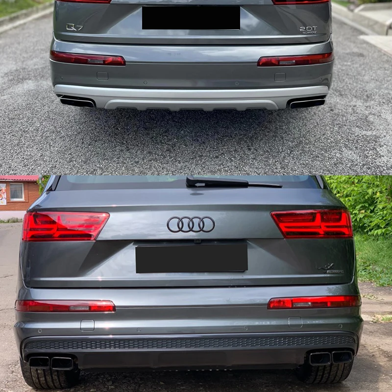 304 Stainless Steel Exhaust Tip For 2016-2018 Audi Q7 4M 2.0t 3.0t Up To SQ7 Quad Square Tips Black Silver Nozzle  Muffler Tip