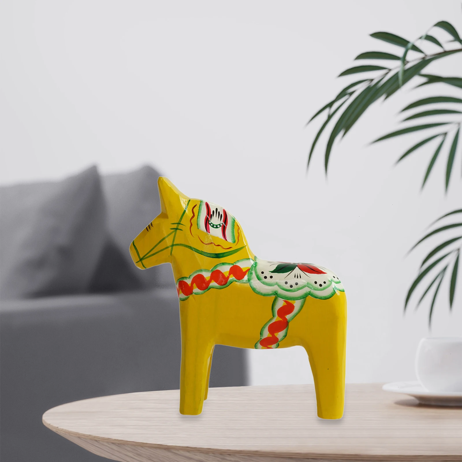 Wood Swedish Dala Horse Creative Souvenir Handicraft Animal Sculpture Ornament for Shelf Cabinet Living Room Home Decor Gift