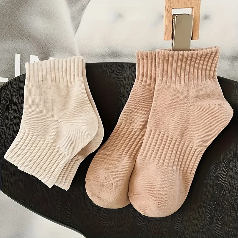 12-шт женские носки в рубчик — мягкие дышащие носки до середины икры, однотонные всесезонные комфортные для занятий спортом и повседневной одежды