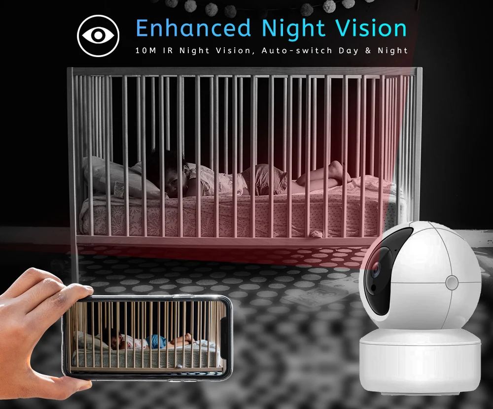 5MP Mini Surveillance Cameras With Wifi Auto Tracking Audio SD Card Smart Home Security Protection IR CCTV Camera Baby Monitor