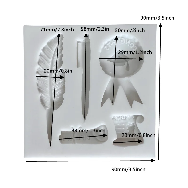 Cake Tool Graduation Quill Pen Silicone Mold Celebrate School Graduate Sugarcraft Chocolate Fondant Tool Clay Sugarcraft Mould