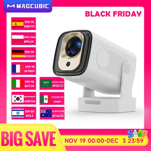 Magcubic HY310 Mini proyector enfoque automático 4K nativo 1080P 330ANSI Android11 5W altavoz Air Mouse asistente de voz actualizado HY300
