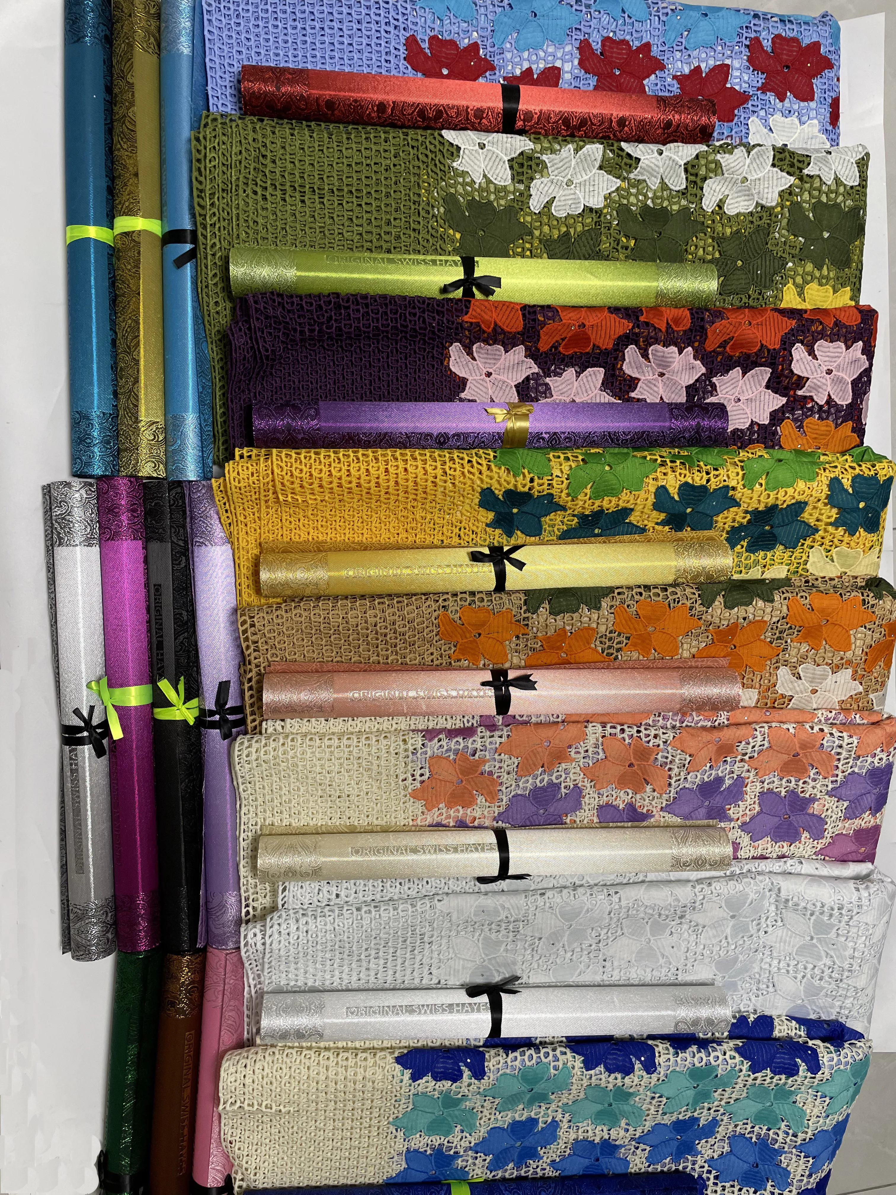 

2025 Wholesale African Guipure Cord Lace Embroidery French Mesh Cotton Lace Fabric Matching Sego Head Tie For Occasional Wear
