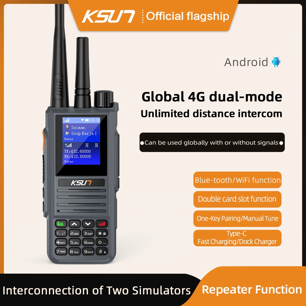 Repeater Walkie Talkie Network POC Global Radio UHF Transfer Zello Mobile Walkie Talkie Long Range Group Talk 1000km KSUT ZL8668